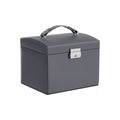 Grey Leather Jewellery Box Lockable Songmics