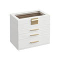 Songmics Jewelry Box With Glass Top, White And Gold Songmics