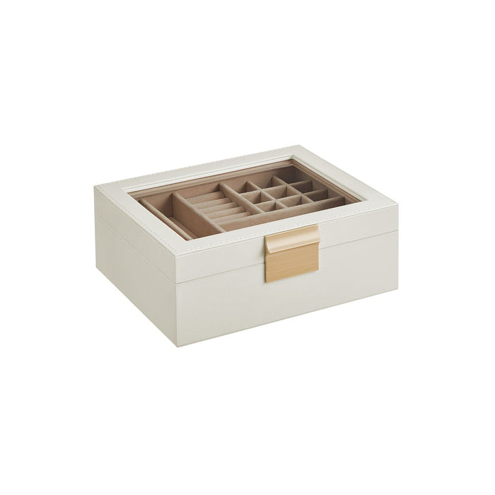 Songmics Jewellery Box With Glass Top White
