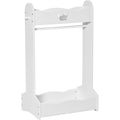 Kids White Wooden Clothes Rack with Storage for Ages 3-8 Homcom