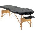 Black Portable Massage Bed, 2 Sections, Wooden Frame, Bag Homcom