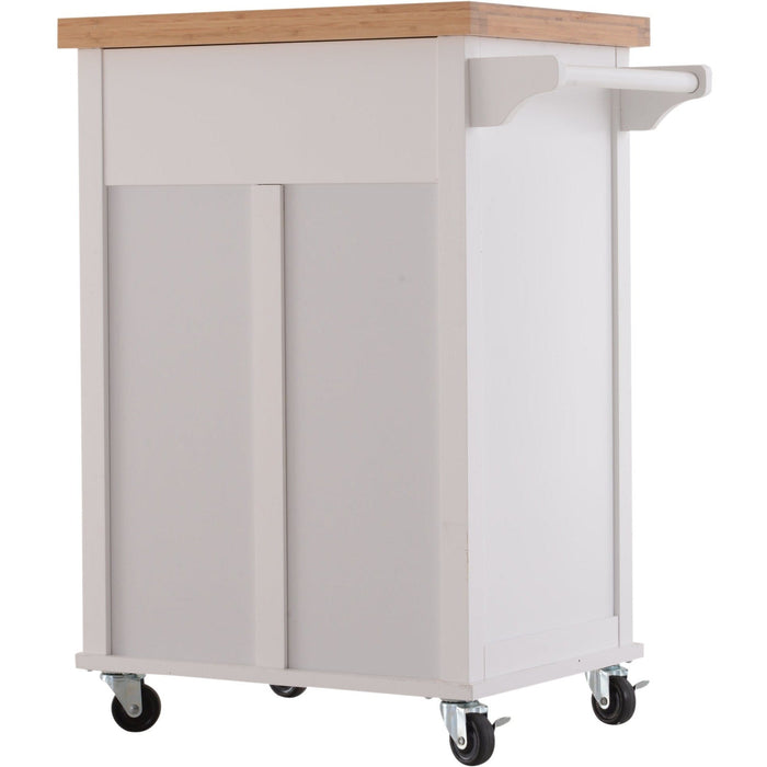 Kitchen Storage Trolley, Drawer, Cupboard, Towel Rail, White