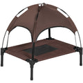 Small Raised Dog Bed with Canopy, Coffee - (61x46x62cm) Pawhut