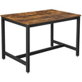 Industrial Style Dining Table by Vasagle (120x75x75cm) - Features a black steel frame and rustic brown wooden top