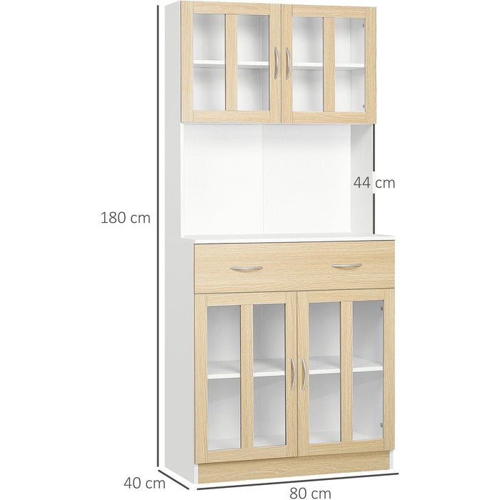 Modern Kitchen Hutch, Drawer, Glass Doors, L180cm