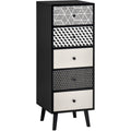 Tall 5 Drawer Dresser, Black/Multicoloured Homcom