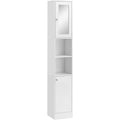Tall White Freestanding Bathroom Storage Cabinet With Mirror Homcom