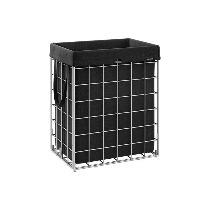 Metal Frame Laundry Basket, Black, 90L