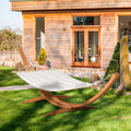 Garden Hammock With Wooden Stand, Patio Swing Bed, White Outsunny