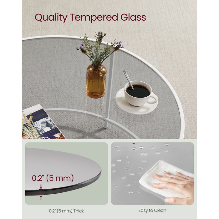 Vasagle Round Glass Coffee Table