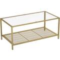 Vasagle Rectangular Coffee Table, Gold Frame, Glass Top - Adds and elegant touch to your living room