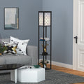 Floor Lamp With Shelves, Black Homcom