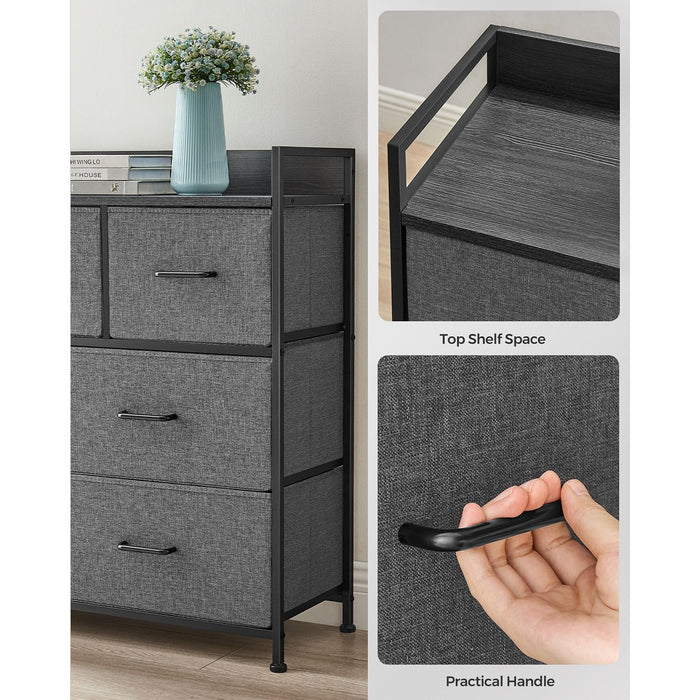 Large Fabric Chest Of Drawers 7 Drawers, Grey/Black