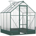 6x6 Polycarbonate Greenhouse, Custom Interior, Aluminium Frame Outsunny