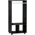 Rolling Open Wardrobe With Cube Storage, Black Homcom