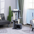 Multi-Activity Cat Tree Scratching Post, Perch House, Toys Pawhut