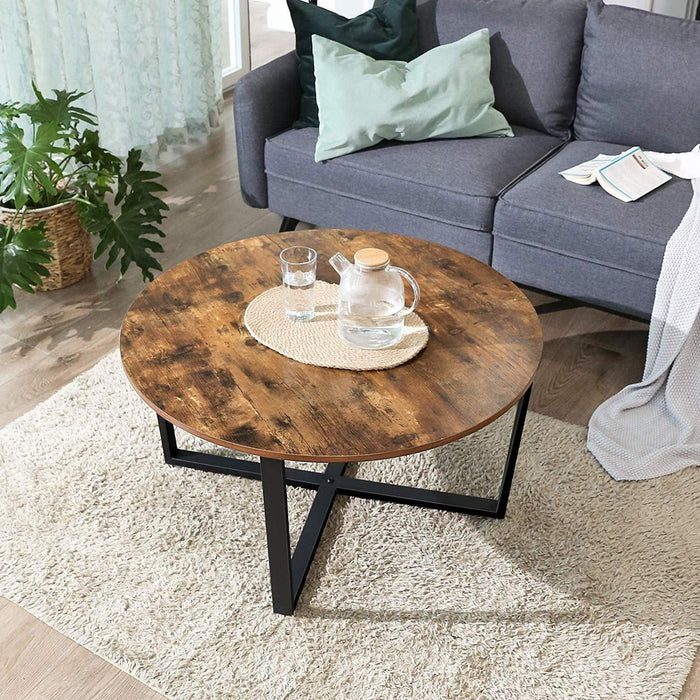 Round Industrial Coffee Table by Vasagle