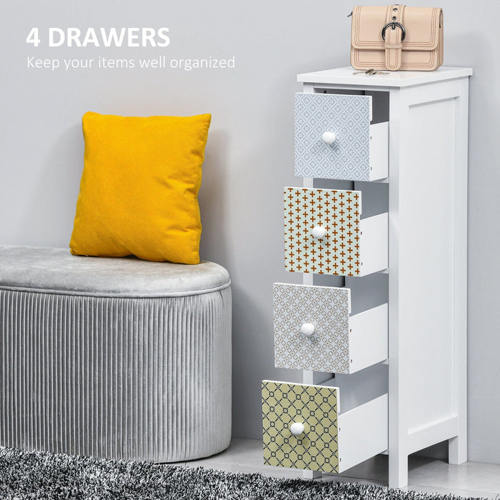 Narrow 4 Drawer Cabinet, Multicoloured