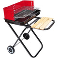 Foldable Charcoal Grill with Wheels - Red & Black Outsunny