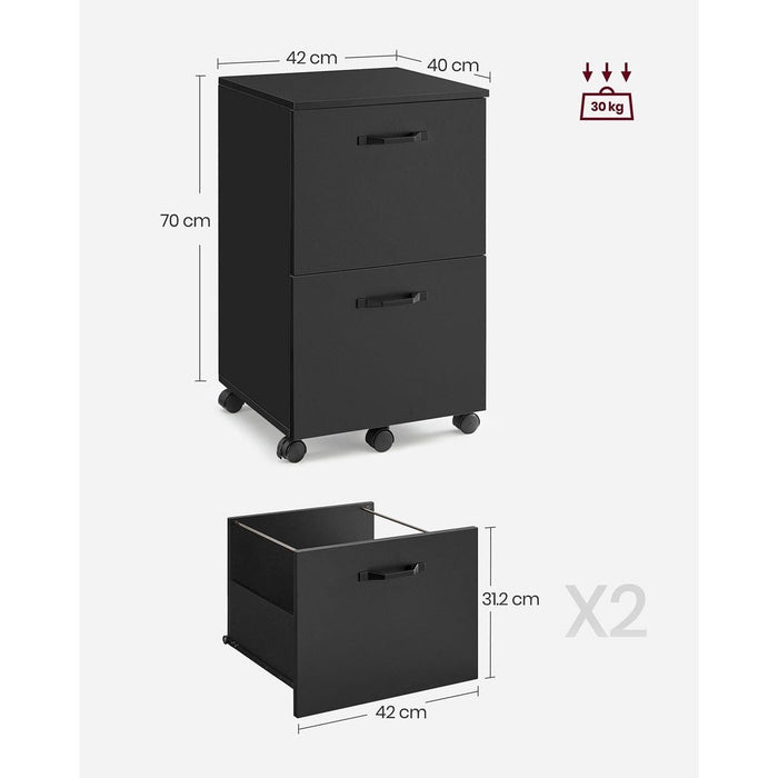 2 Drawer Matte Black File Cabinet