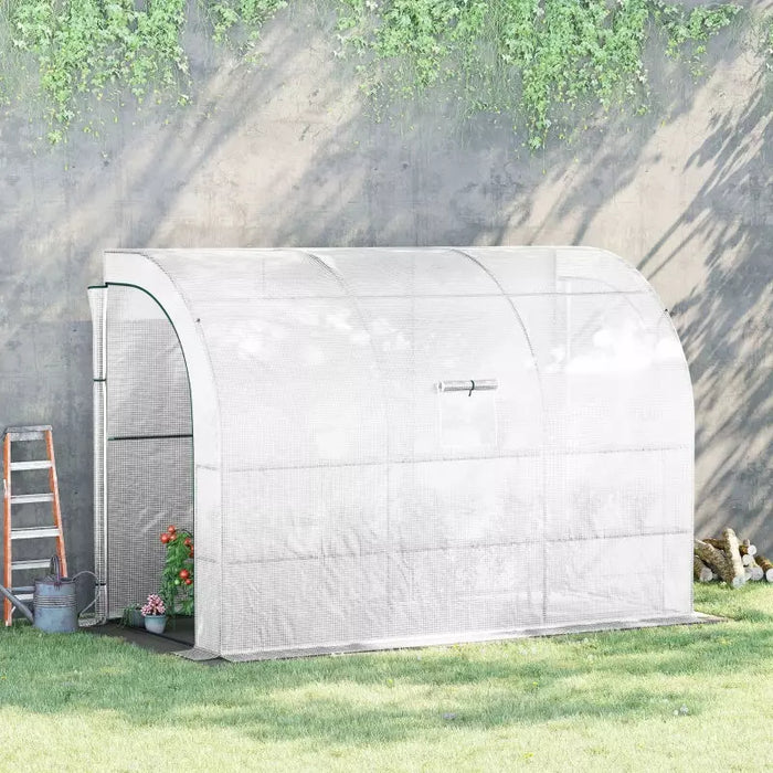 White Lean-to Walk-In Greenhouse