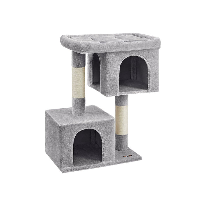 Cat Tree Tower With 2 Cat Caves Light Grey 68x48x101cm