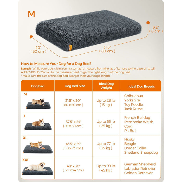 Washable Dog Beds For Small Dogs, Dark Grey, 80x50cm