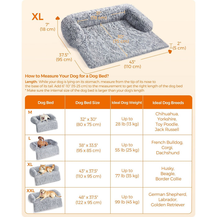 Feandrea Dog Beds For Large Dogs Washable Grey 110x95cm