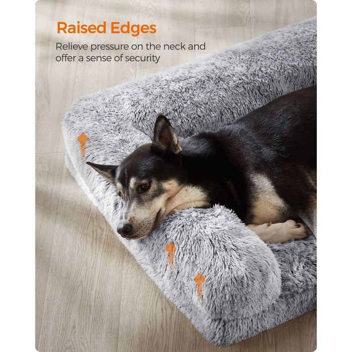 Feandrea Grey Fluffy Dog Bed, 106x80x23cm (Extra Large)