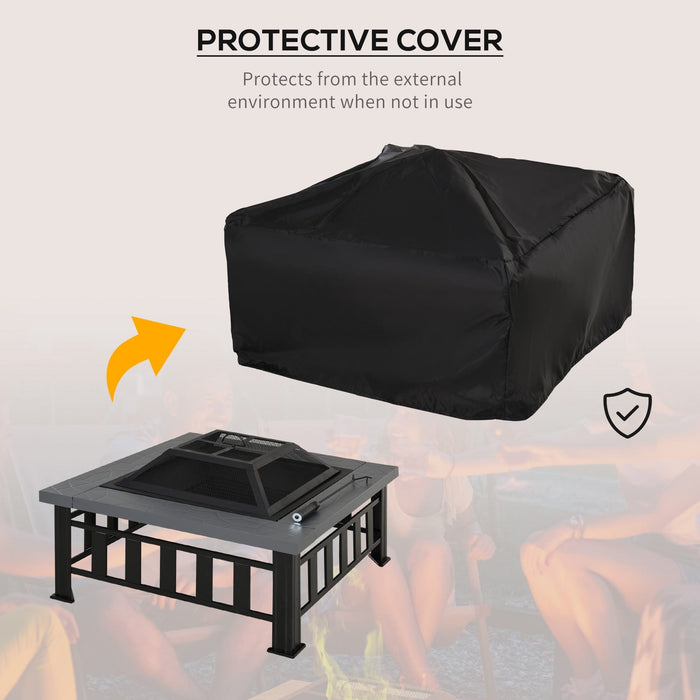 Large Square Metal Fire Pit With Cover