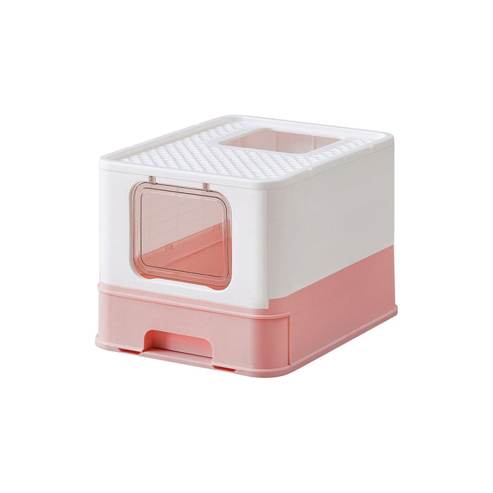 Feandrea Enclosed Cat Litter Box Pink White