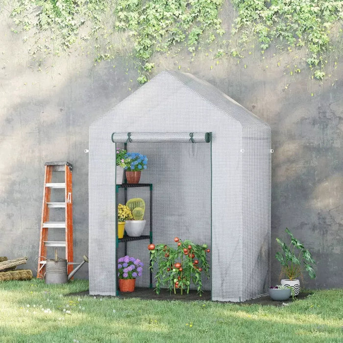 Portable Greenhouse with 2-Tier Shelf