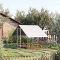 Galvanised Chicken Coop w/ Run, Playpen, Water-Resist Cover Pawhut