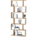 Wooden S Shape Storage Display, 6 Shelves, Room Divider Homcom