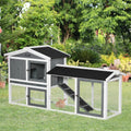 2 Tier Outdoor Wooden Rabbit Hutch, White Pawhut