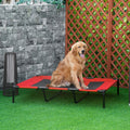 Raised Cooling Pet Bed, Breathable, XL, 122x92x23cm, Red Pawhut