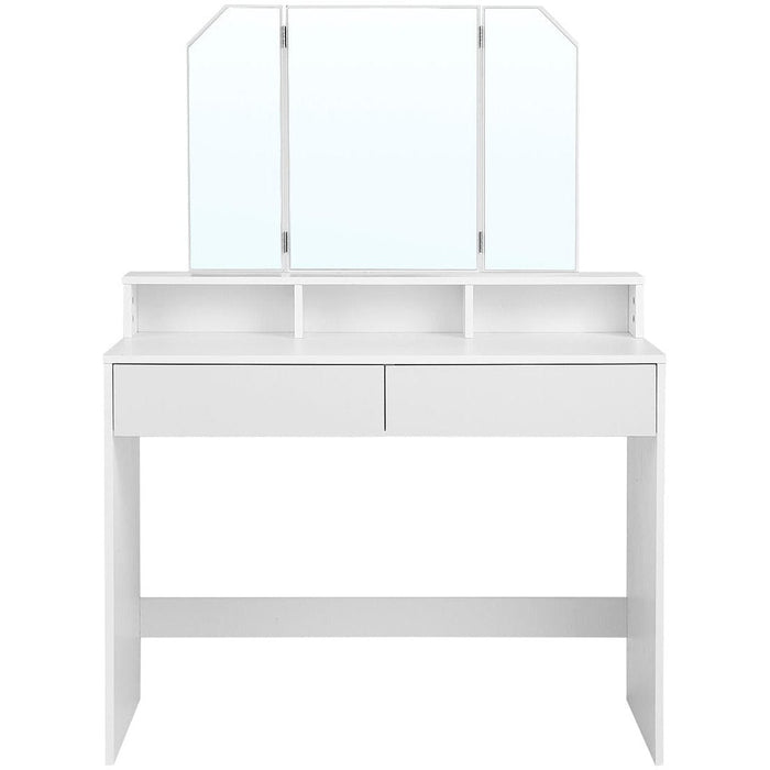 White Dressing Table With Drawers and Mirror by Vasagle