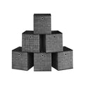 Set of 6 Small Fabric Storage Boxes, Heathered Black Songmics