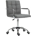 PU Leather Swivel Desk Chair Grey Vinsetto