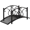 Outsunny 102L x 48W x 49H Classic Metal Garden Bridge with Safety Railings Arc Footbridge Decorative Pond for Backyard Creek Stream, Black Outsunny