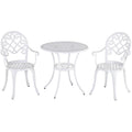 3pc White Metal Bistro Set Outsunny