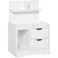 White Bedside Table, 2 Drawers & Storage Shelves Homcom