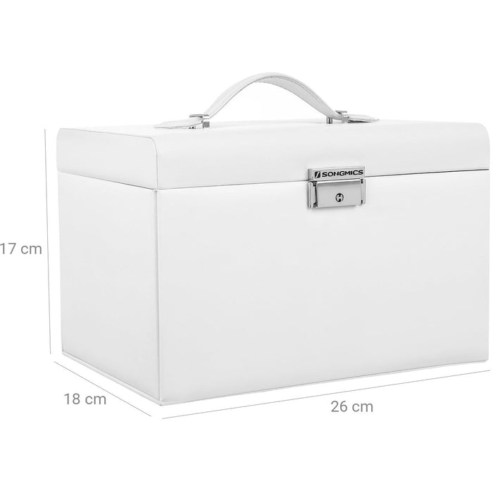 Side Open Jewellery Box With Mirror, White