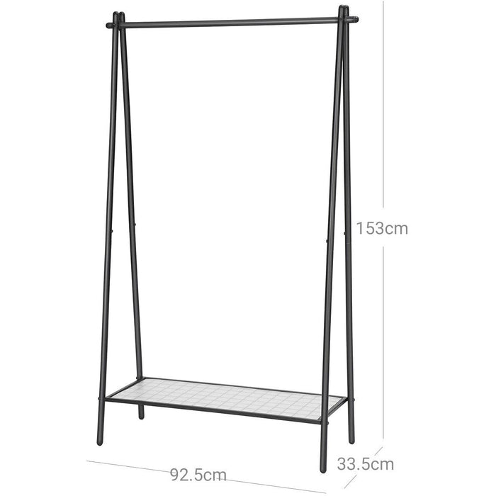 Contemporary Single Rod Garment Rack With Shelf, Black