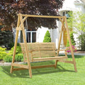 2 Seater Larch Wood Swing Chair Outsunny