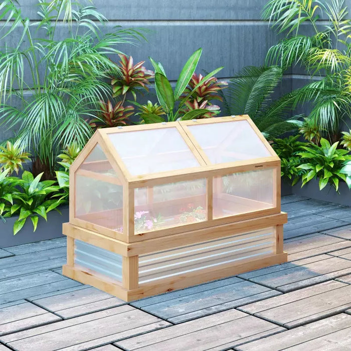 Small Raised Wooden Cold Greenhouse