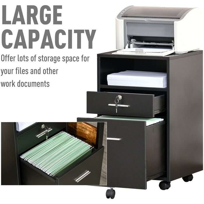 Mobile File Cabinet 39.5x40x60cm Black