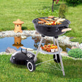 Charcoal Kettle Barbecue With Wheels Outsunny