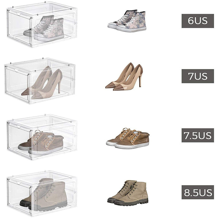Shoe Storage Boxes Stackable, 6 Slot, Size 10
