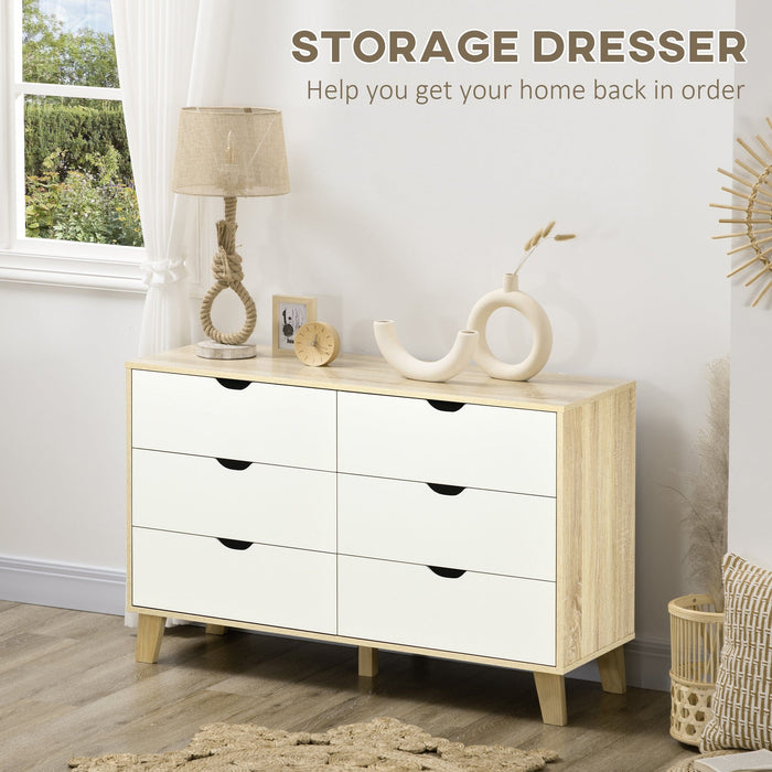 Scandi 6 Drawer Wide Chest of Drawers
